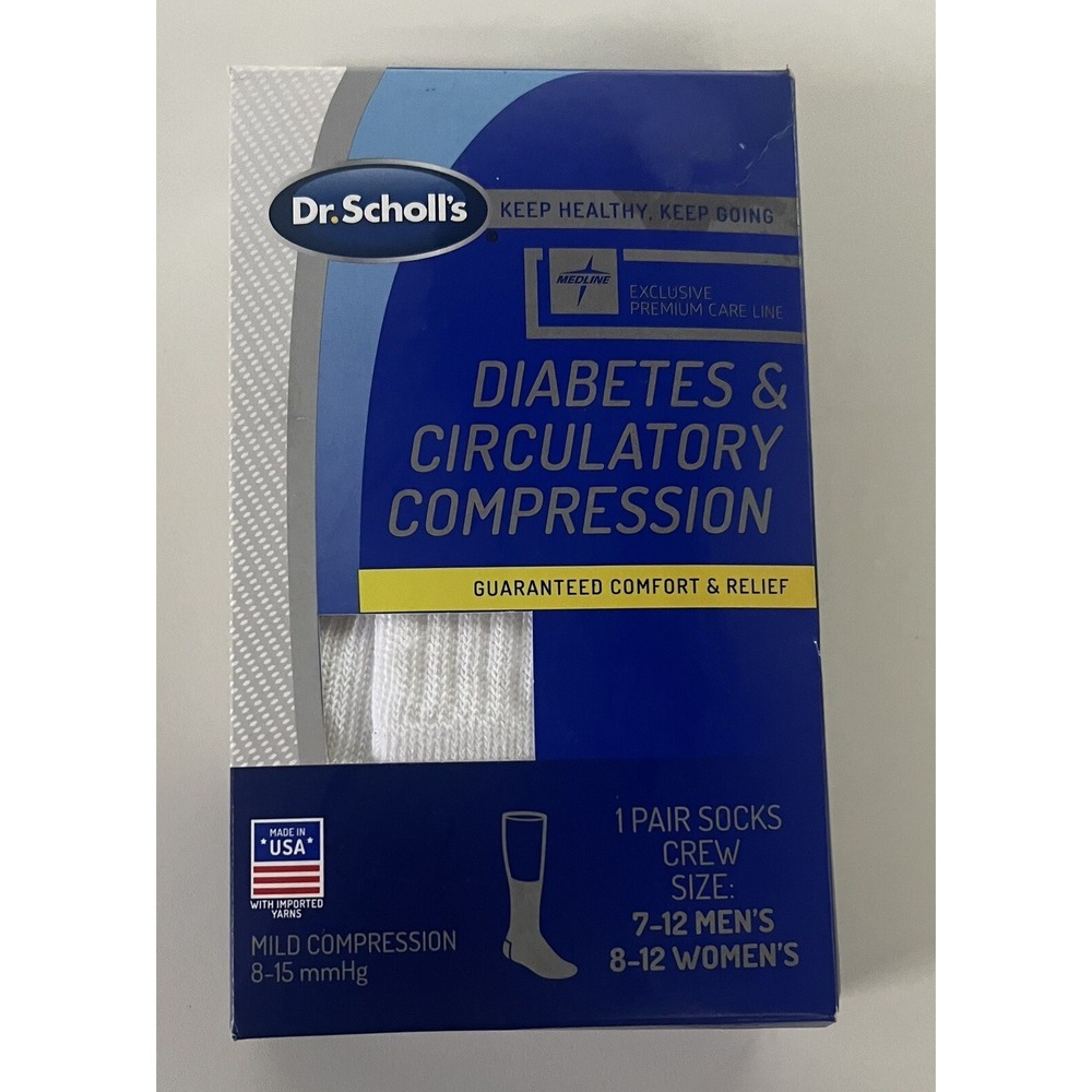 New Dr Scholls Men's /Womens Crew Length Diabetes and Circulatory Socks‎ 1 Pair